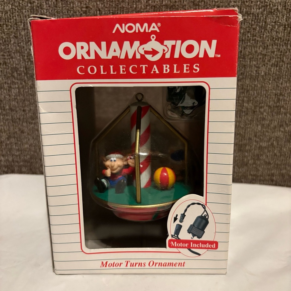 Noma 1989 Ornamotion Elf Merry Go Round 2331 Motion Collectible Ornament Vintage